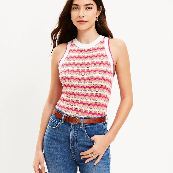LOFT colorful knit scalloped tank sweater - Picture 10 of 10